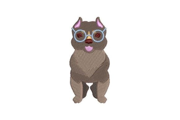 Pitbull Wearing Glasses Embroidery Design
