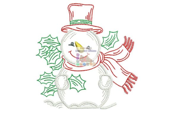 Snowman with Holly Leaves Embroidery Review